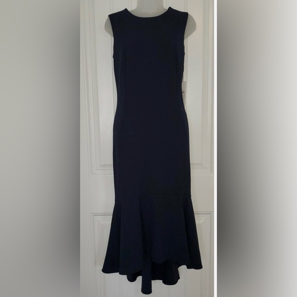 NWT Calvin Klein Navy Blue flare Maxi prom or wedding dress. - Picture 3 of 11